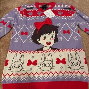 Studio Ghibli Sweater with Red and Purple Accents